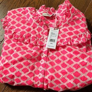 Vineyard Vines NWT 100% cotton pink and white button up shirt - ladies XXL